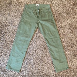 Naked & Famous Straight Leg Denim Leaf Green